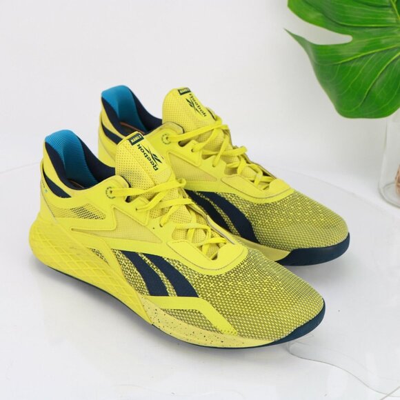 Reebok Mens Nano X Running Shoe Size 12.5 Neon Yellow Crossfit Sneaker Trainer - Picture 2 of 12
